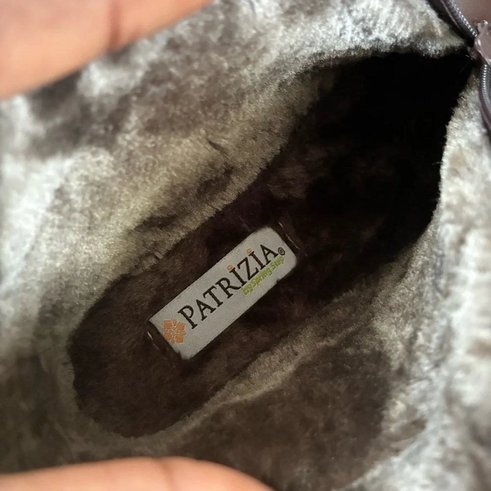 Patrizia by Spring Step brown faux fur ankle boots